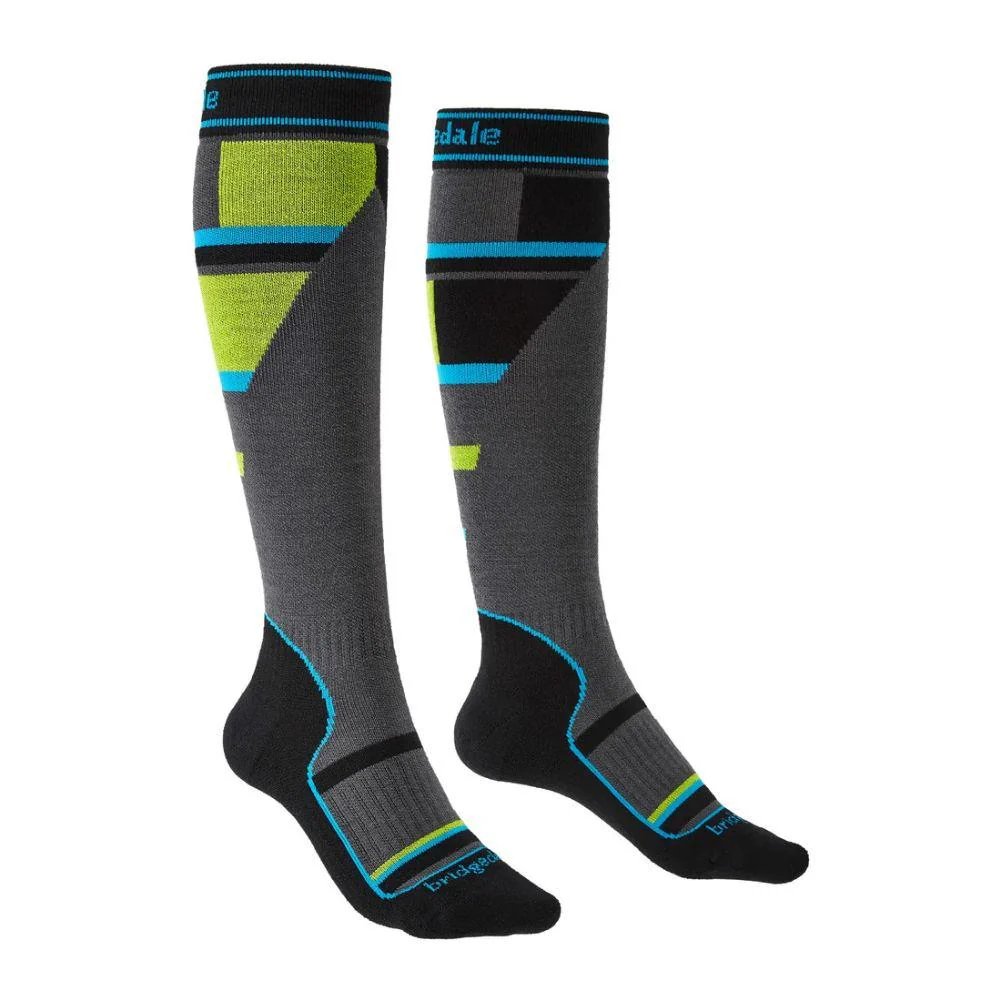 Bridgedale Mountain Junior Ski Socks (Grey/Green) - Image 3