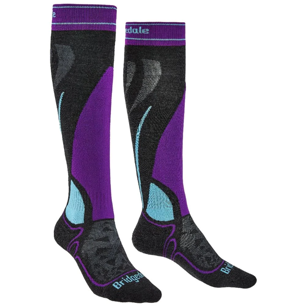 Bridgedale Women's Midweight Merino Endurance Over Calf Ski Socks (Graphite Purple)