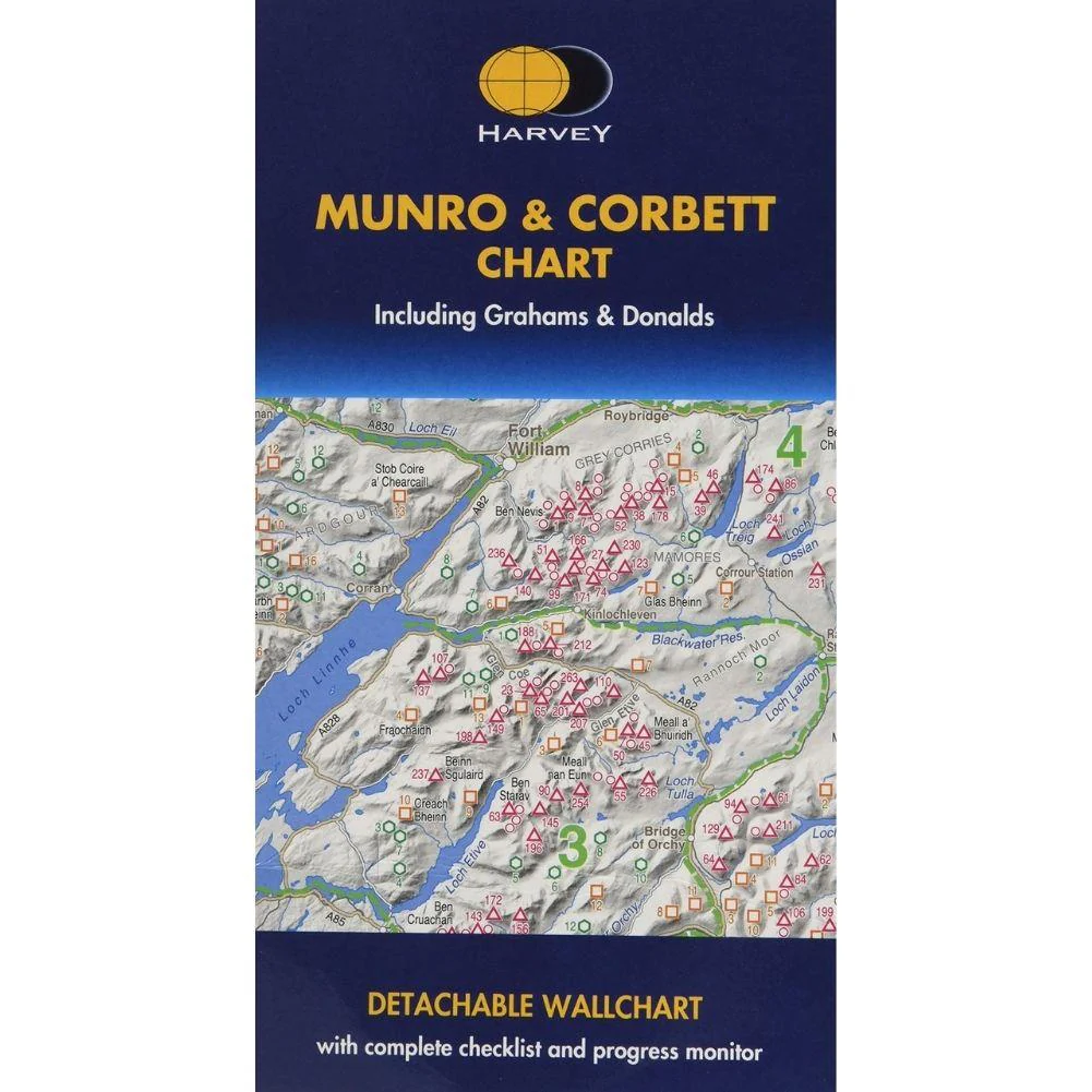 Harvey Munro & Corbett Wall Chart - Including Grahams & Donalds