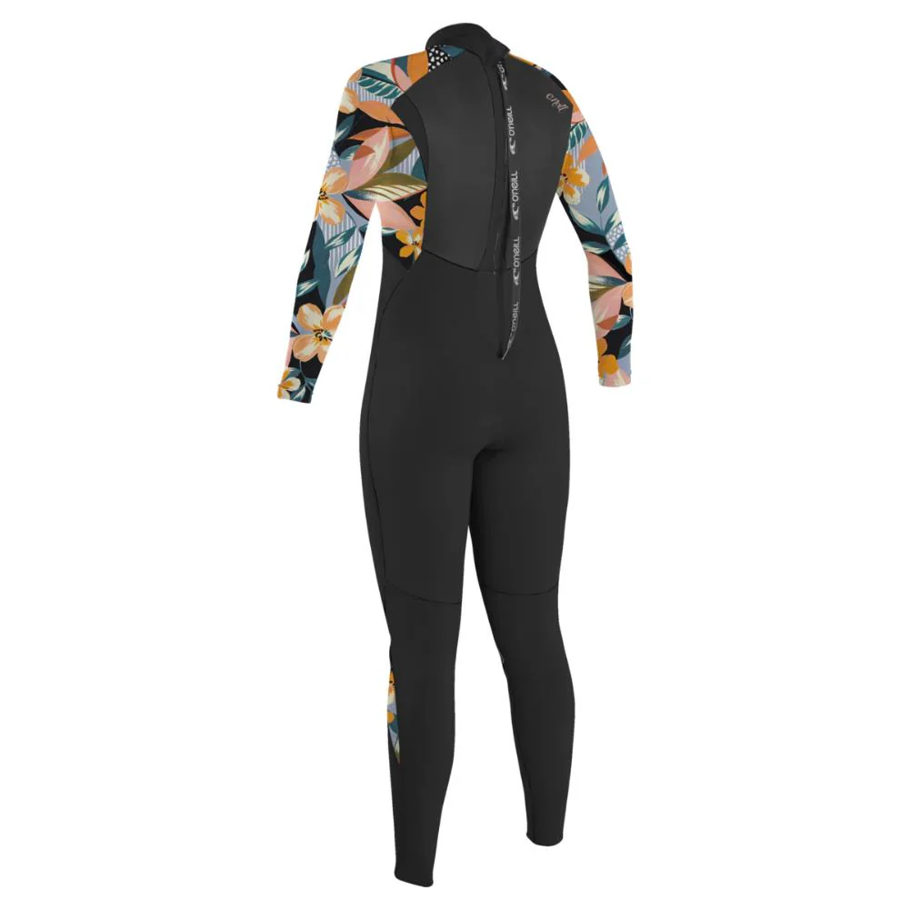 O'Neill Women Epic 4/3mm Back Zip Full Wetsuit (Black/Demiflora) - Image 2