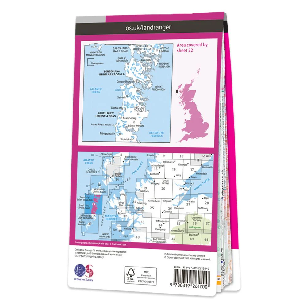 Ordnance Survey Landranger Map 22 Benbecula &amp; South Uist - Image 3