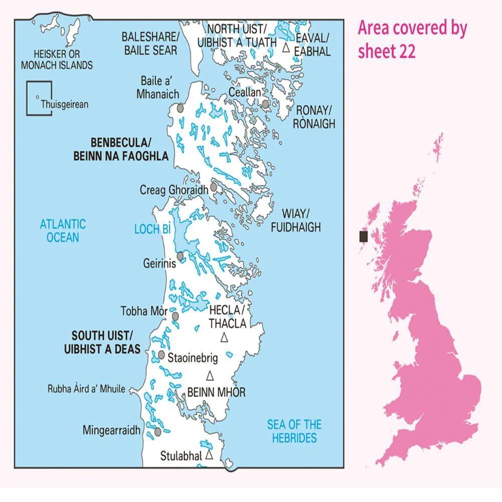 Ordnance Survey Landranger Map 22 Benbecula &amp; South Uist - Image 4