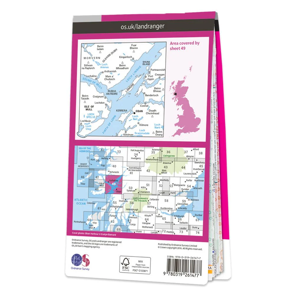 Ordnance Survey Landranger Map 49 - Oban & East Mull - Image 3