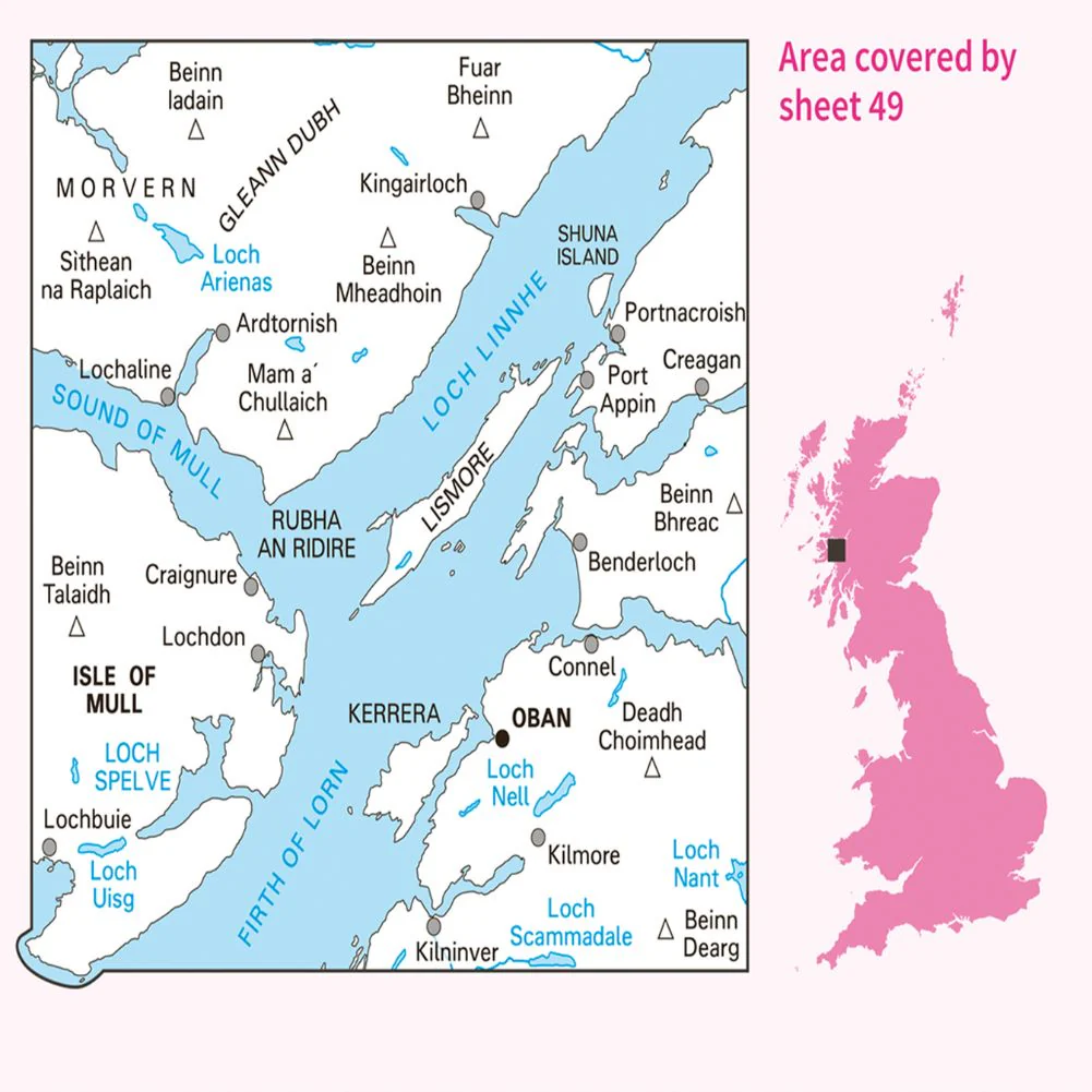 Ordnance Survey Landranger Map 49 - Oban & East Mull - Image 4
