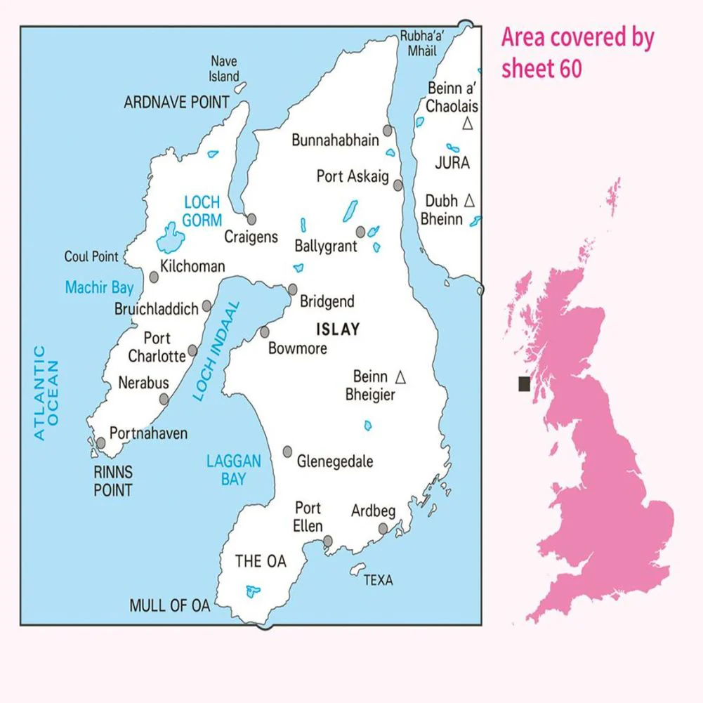 Ordnance Survey Landranger Map 60 Islay - Image 4