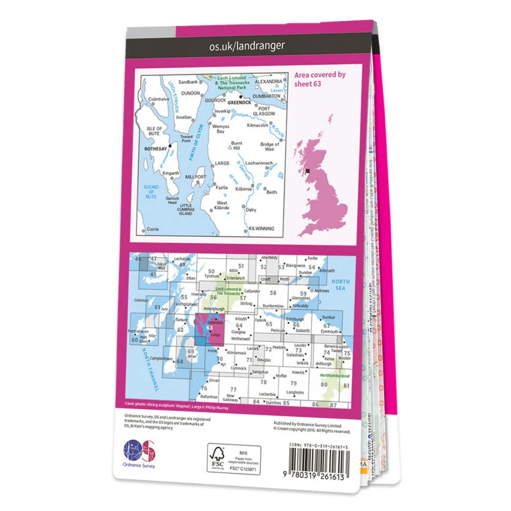 Ordnance Survey Landranger Map 63 Firth of Clyde - Image 2