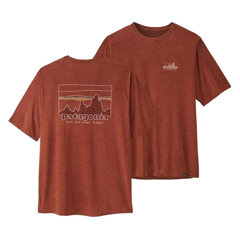 Patagonia Men's Capilene Cool Daily Graphic Shirt (73 Skyline: Burl Red X-Dye)