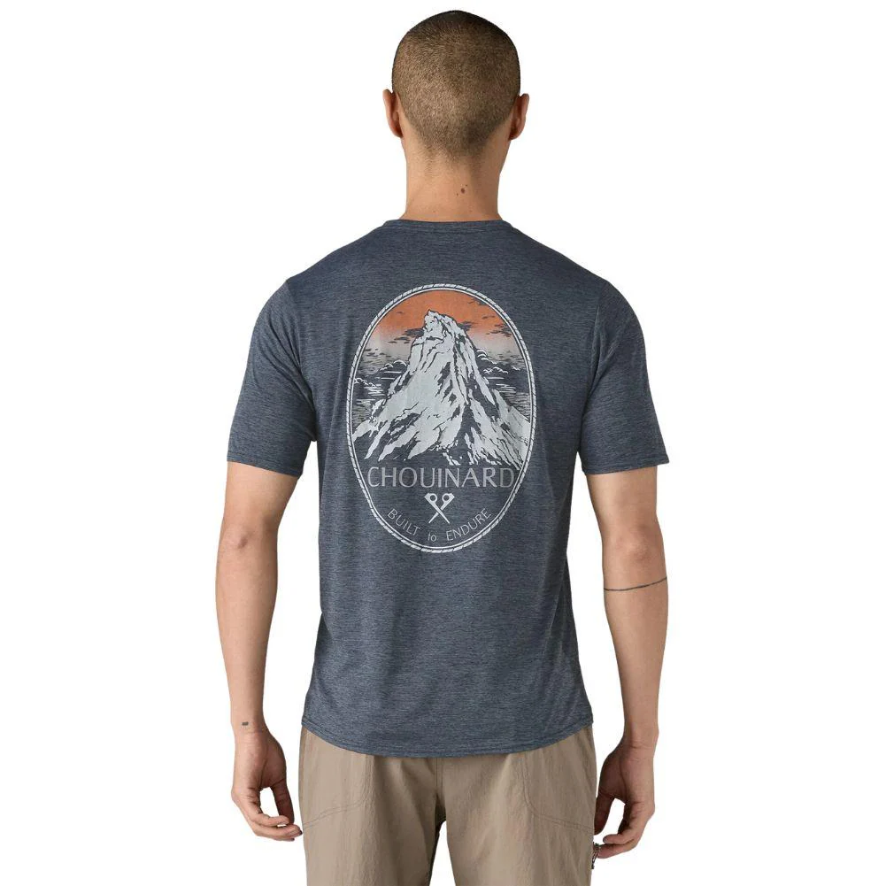 Patagonia Men's Capilene Cool Daily Graphic Shirt - Lands (Chouinard Crest: Smolder Blue X-Dye) - Image 4