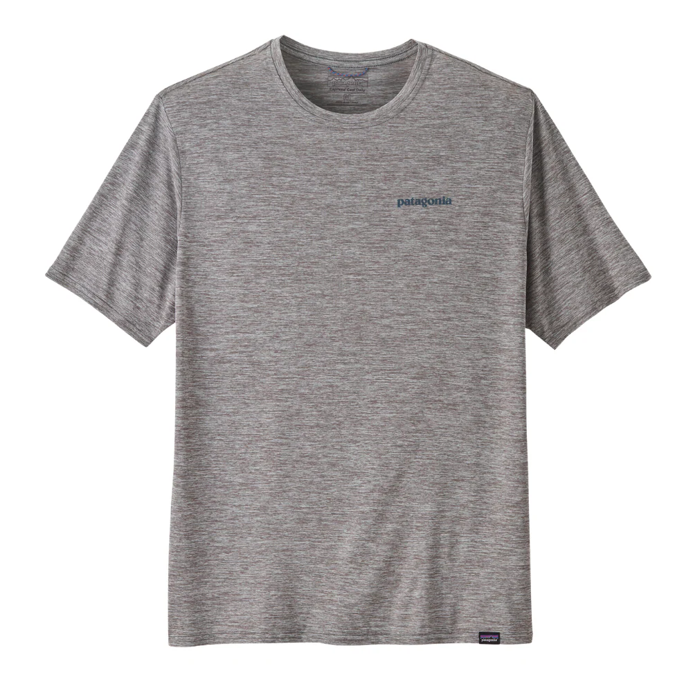 Patagonia  Men's Capilene Cool Daily Graphic Shirt - Waters (Boardshort Logo Abalone Blue: Feather Grey)
