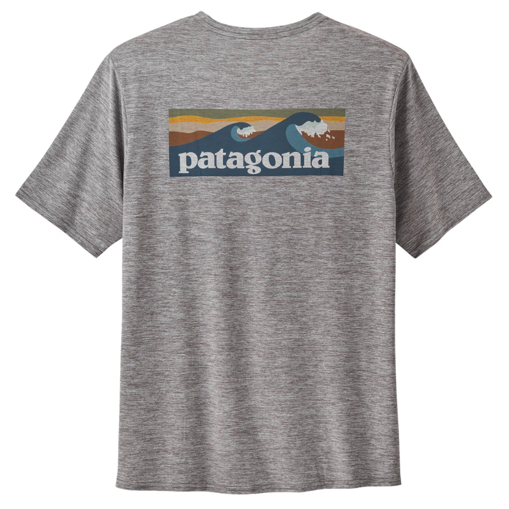 Patagonia  Men's Capilene Cool Daily Graphic Shirt - Waters (Boardshort Logo Abalone Blue: Feather Grey) - Image 2