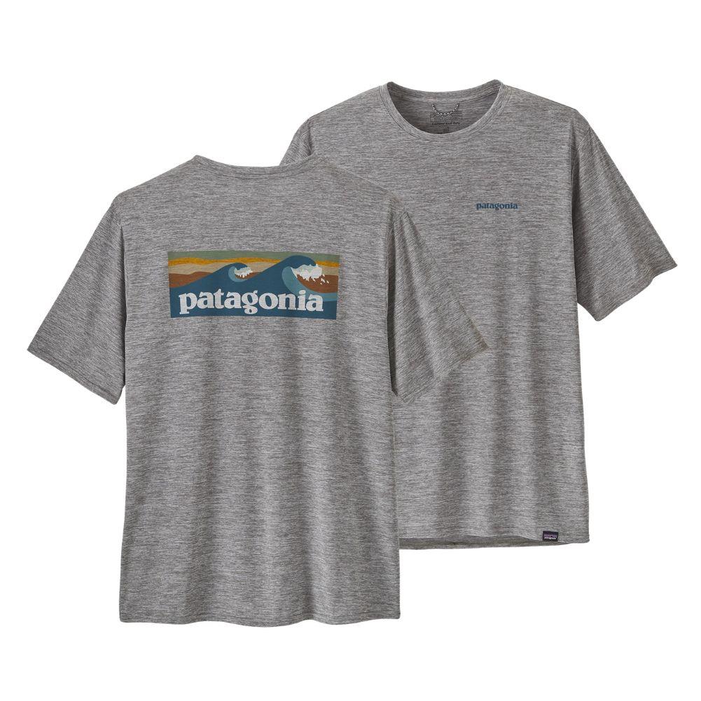 Patagonia  Men's Capilene Cool Daily Graphic Shirt - Waters (Boardshort Logo Abalone Blue: Feather Grey) - Image 3