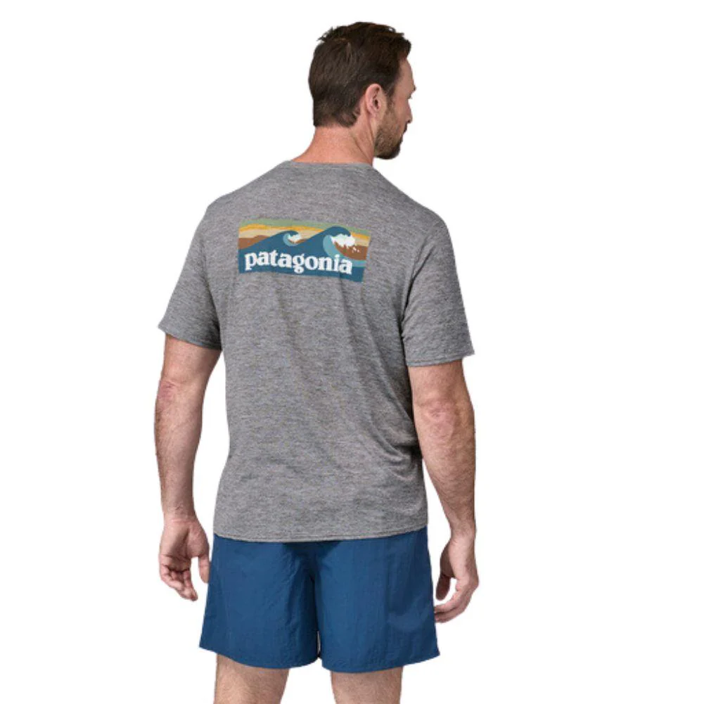 Patagonia  Men's Capilene Cool Daily Graphic Shirt - Waters (Boardshort Logo Abalone Blue: Feather Grey) - Image 5