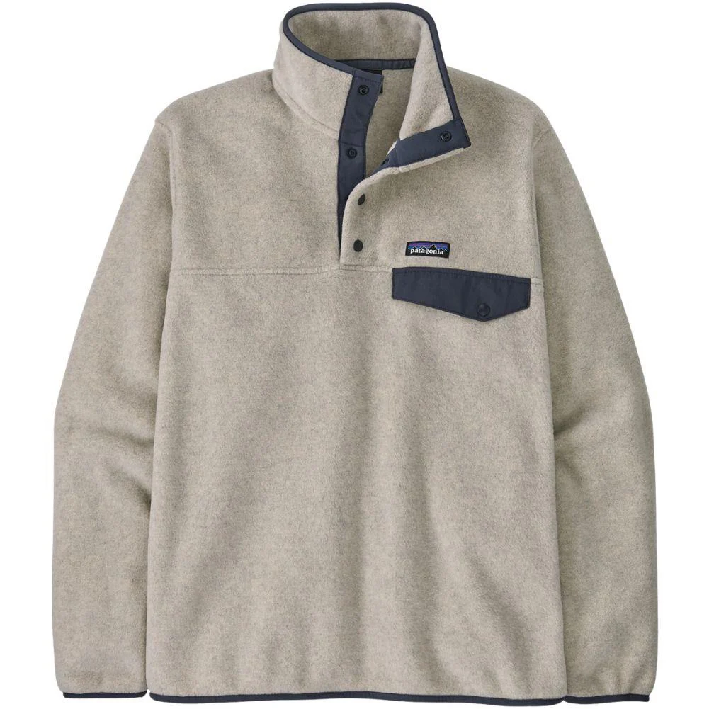 Patagonia Men's Lightweight Synchilla Snap-T Fleece Pullover (Oatmeal Heather w/Smolder Blue)
