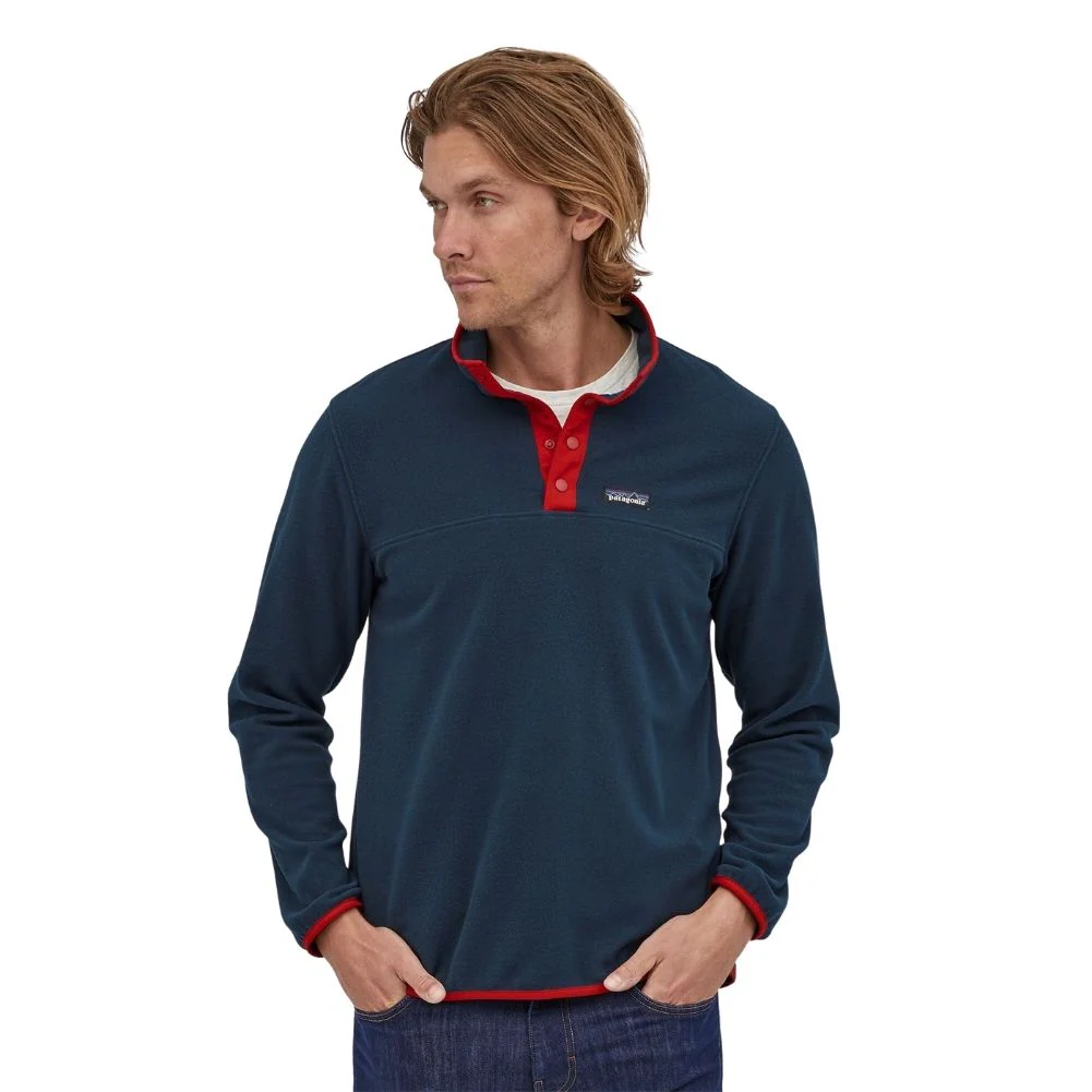 Patagonia Men's Micro D Snap-T Fleece Pullover (New Navy w/Classic Red) - Image 2