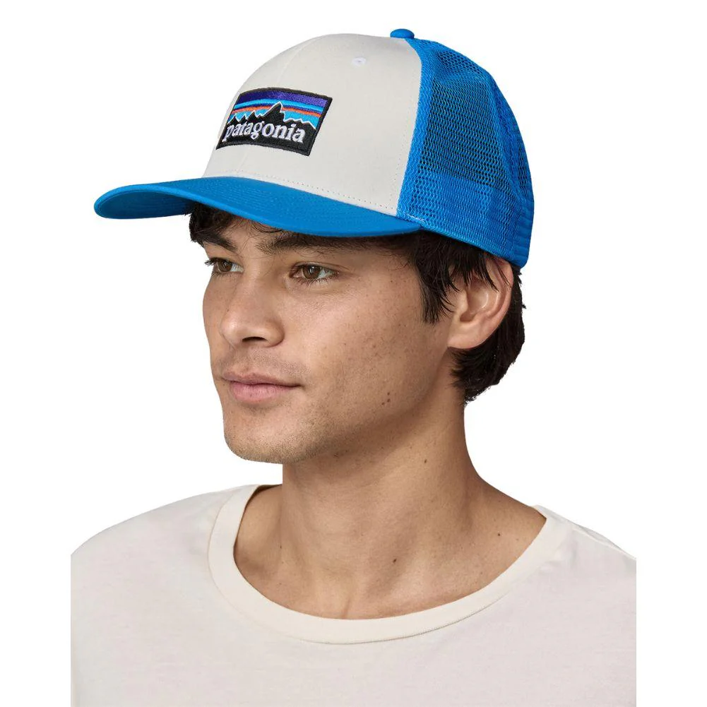 Patagonia P-6 Logo Trucker Hat (White/Vessel Blue) - Image 9