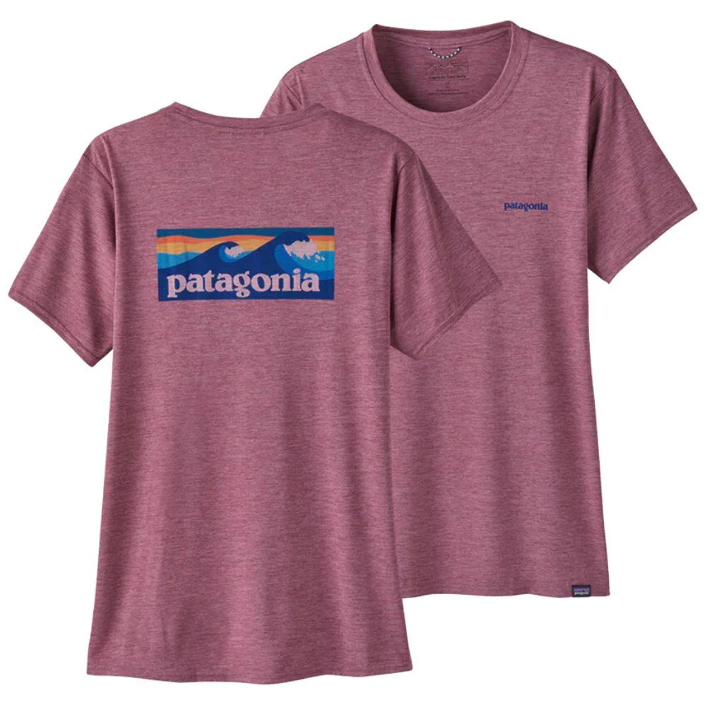 Patagonia Women's Capilene Cool Daily Graphic Shirt - Waters (Boardshort Logo: Evening Mauve X-Dye)