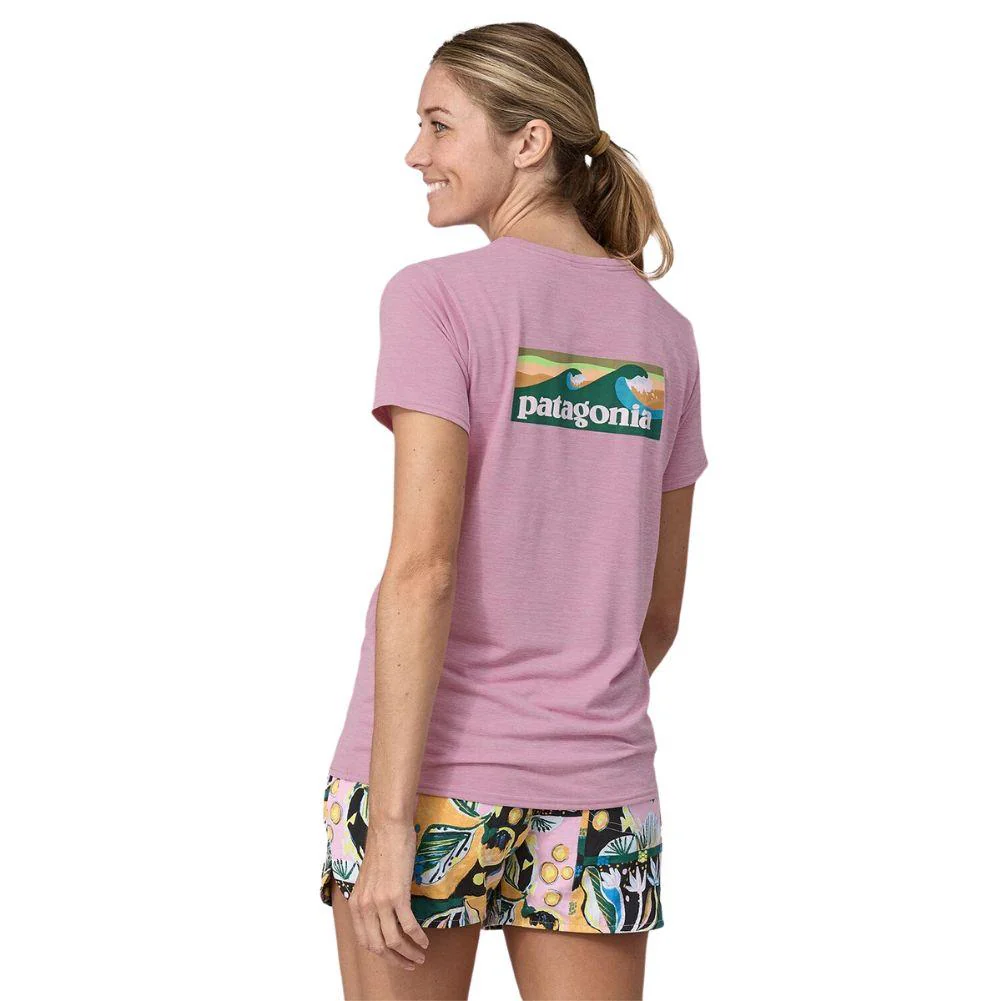 Patagonia Women's Capilene Cool Daily Graphic Shirt - Waters (Boardshort Logo: Milkweed Mauve X-Dye) - Image 4