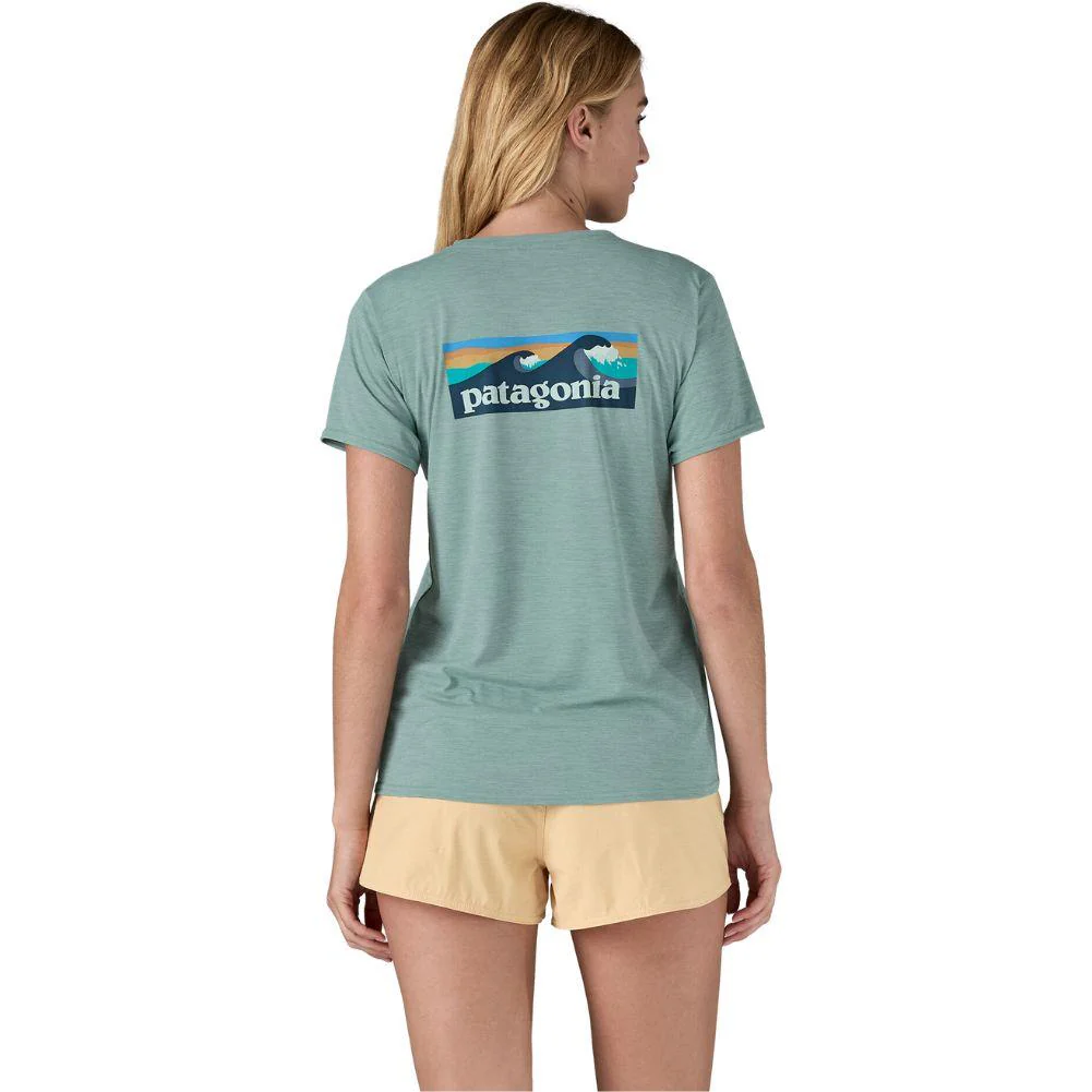 Patagonia Women's Capilene Cool Daily Graphic Shirt - Waters (Boardshort Logo: Thermal Blue X-Dye) - Image 4