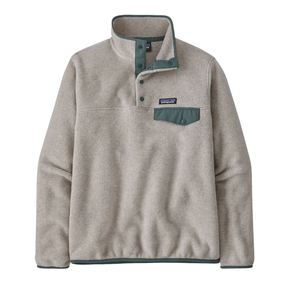 Patagonia Women's Lightweight Synchilla Snap-T Fleece Pullover (Oatmeal Heather w/Nouveau Green)