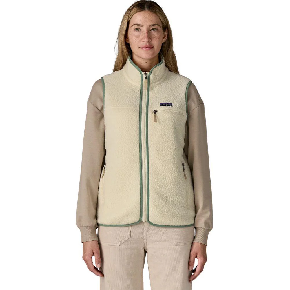 Patagonia Women's Retro Pile Fleece Vest (Natural w/Ellwood Green) - Image 2