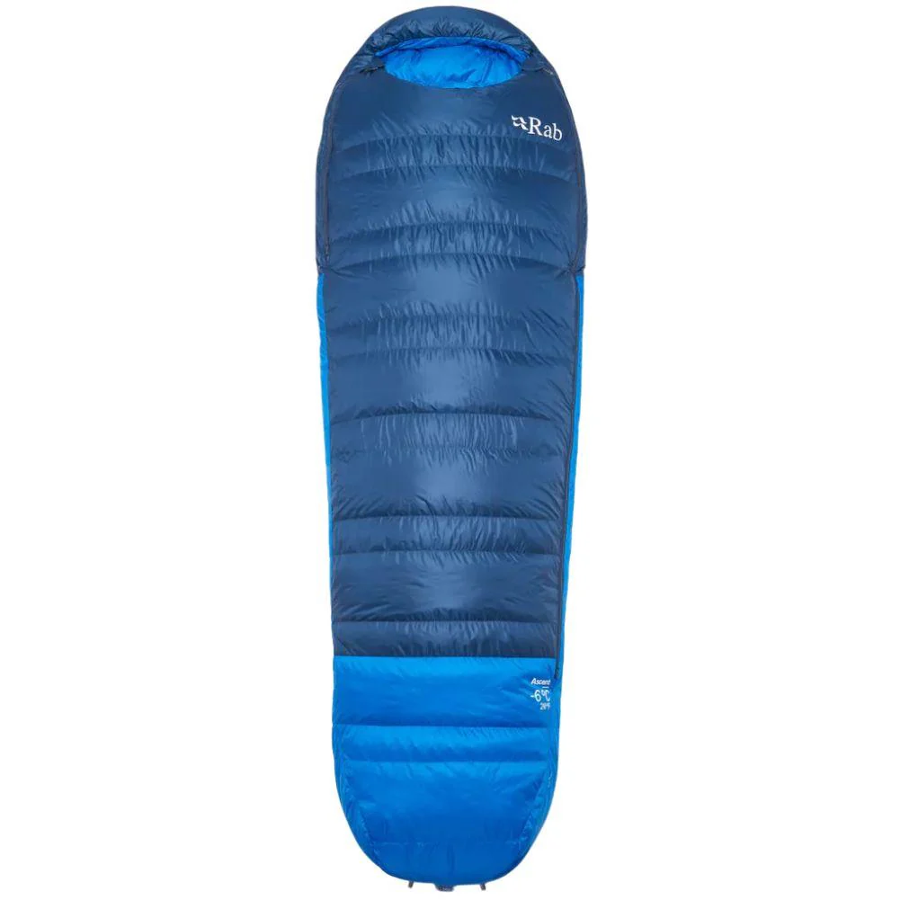 Rab Ascent Down Sleeping Bag (-6°C) - X-Long Wide - Left Zip (Tempest Blue/Maya Blue)
