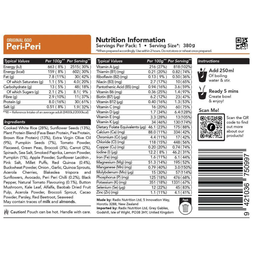 Radix Nutrition Original Meals v8.0 - 600Kcal (Peri Peri) - Image 2