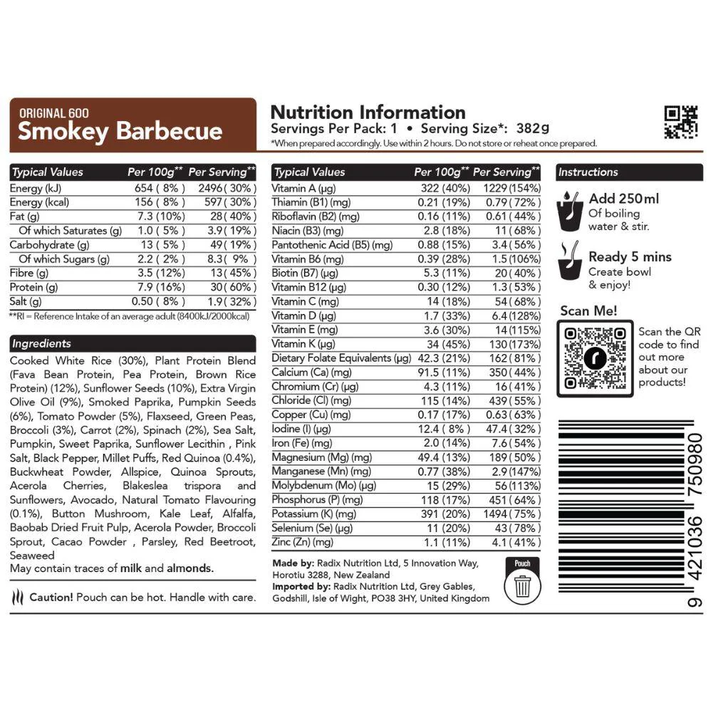 Radix Nutrition Original Meals v8.0 - 600Kcal (Smokey Barbecue) - Image 2