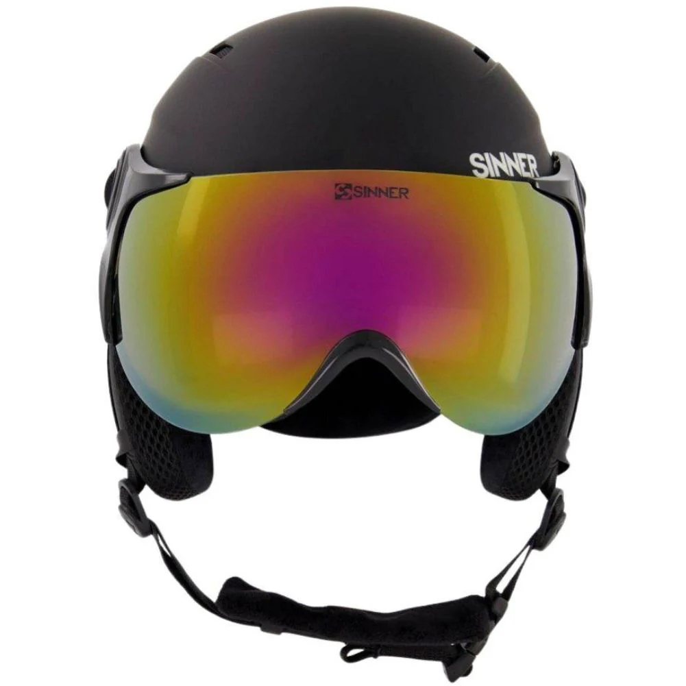 Sinner Typhoon Visor Snow Sports Helmet (Matte Black/Orange) - Image 3