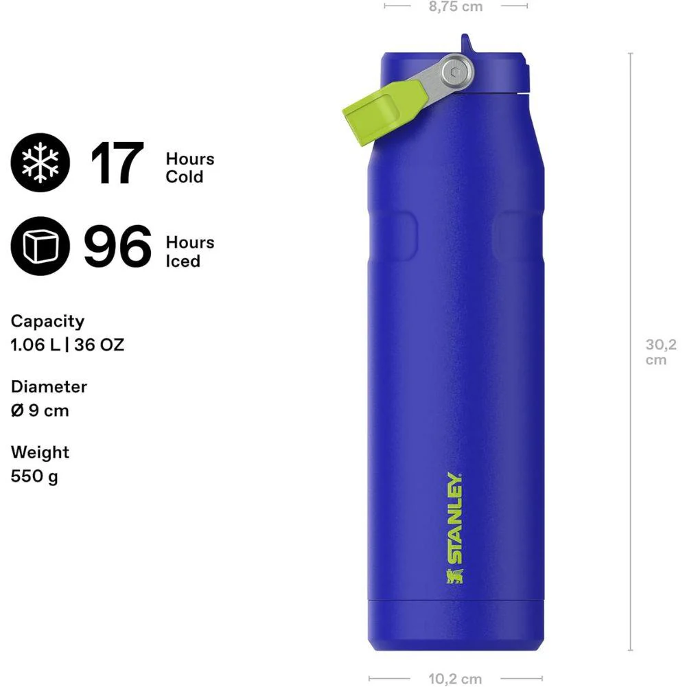 Stanley IceFlow Flip Straw 2.0 Bottle 1.06L (Cobalt Chartreuse) - Image 4