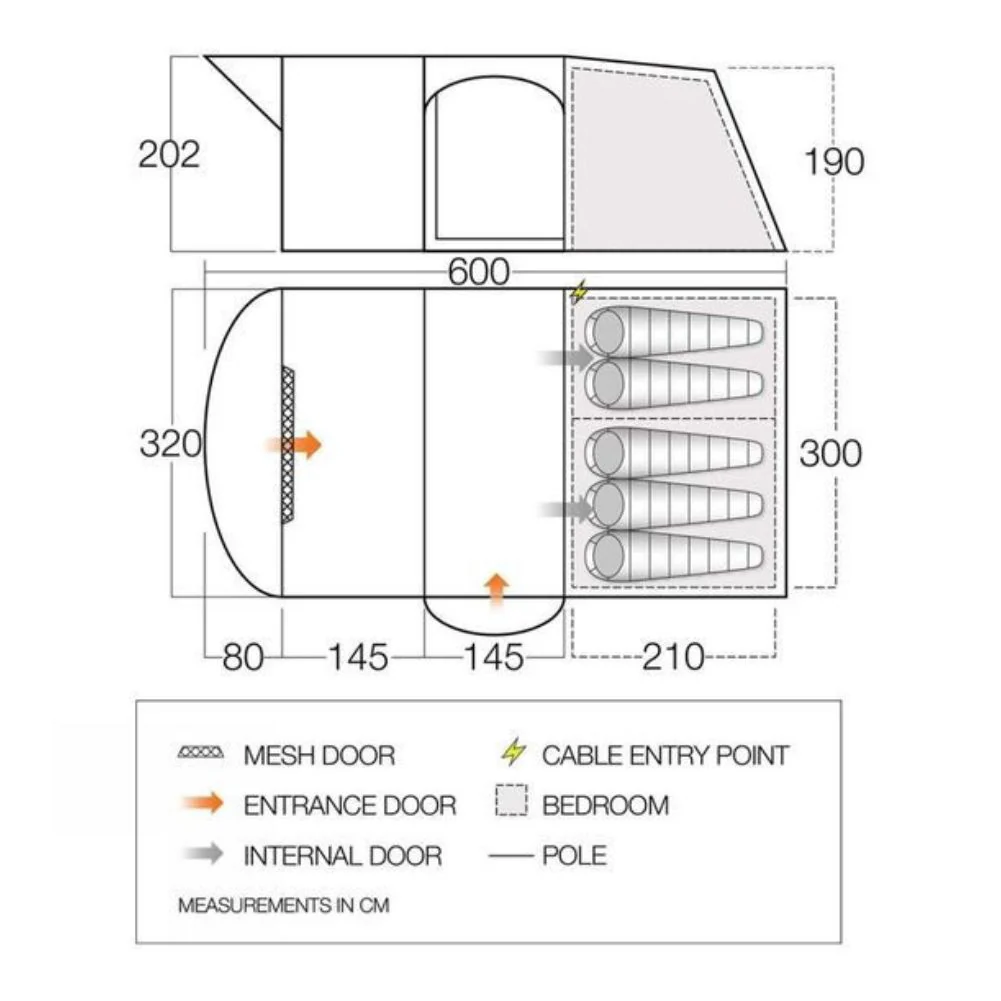 Vango Amalfi / Applewood / Hudson 500XL Tent Footprint - 600cm x 320cm - Image 2