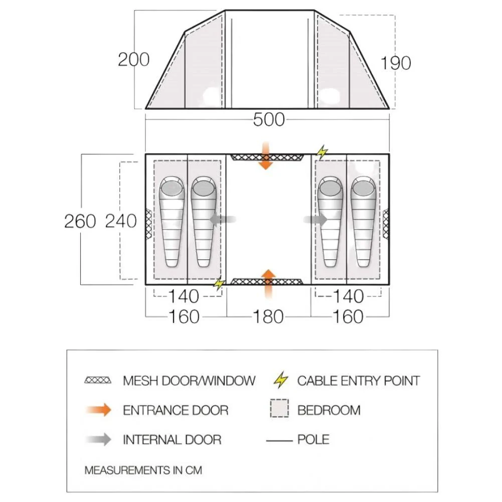 Vango Castlewood 400xl Package Tent - 4 Man Poled Family Tent (Includes Footprint) - Image 2