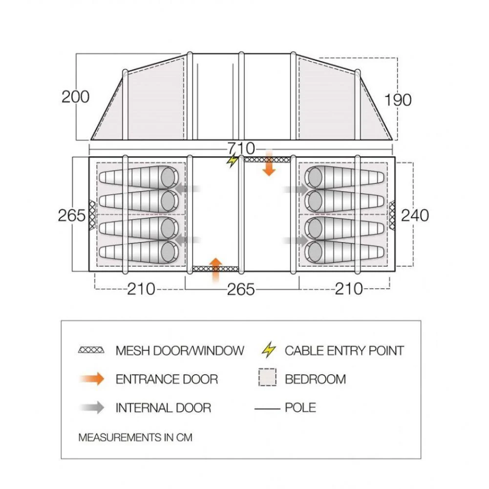 Vango Castlewood Air 800xl Package Tent - 8 Man Airbeam Family Tent (Includes Footprint) - Image 2