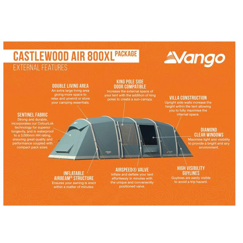 Vango Castlewood Air 800xl Package Tent - 8 Man Airbeam Family Tent (Includes Footprint) - Image 3
