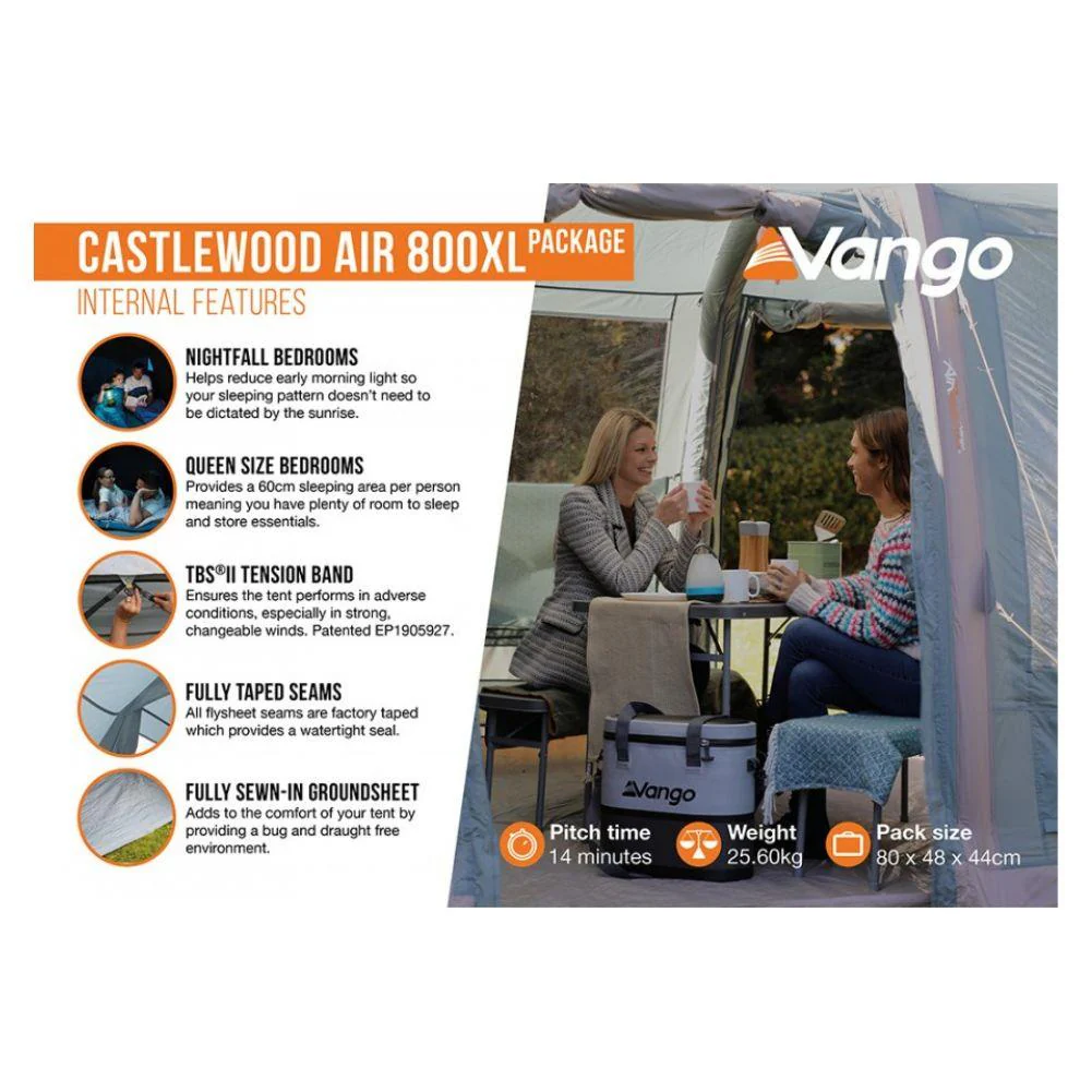 Vango Castlewood Air 800xl Package Tent - 8 Man Airbeam Family Tent (Includes Footprint) - Image 4