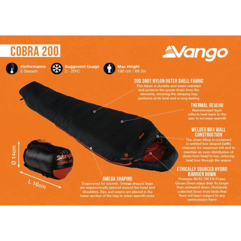 Vango Cobra 200 Down Sleeping Bag - Image 4
