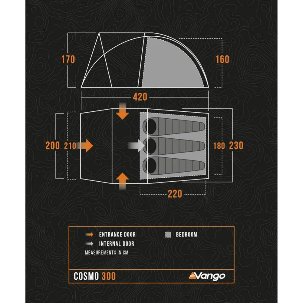 Vango Cosmos 300 Tent - 3-Man Tent (Pamir Green) - Image 2