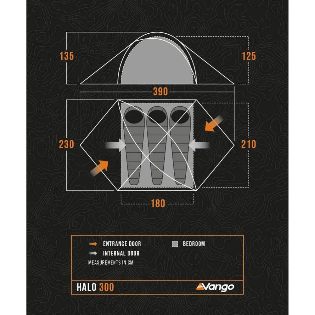 Vango Halo 300 Tent - 3 Man Tent (Forest Green) - Image 3