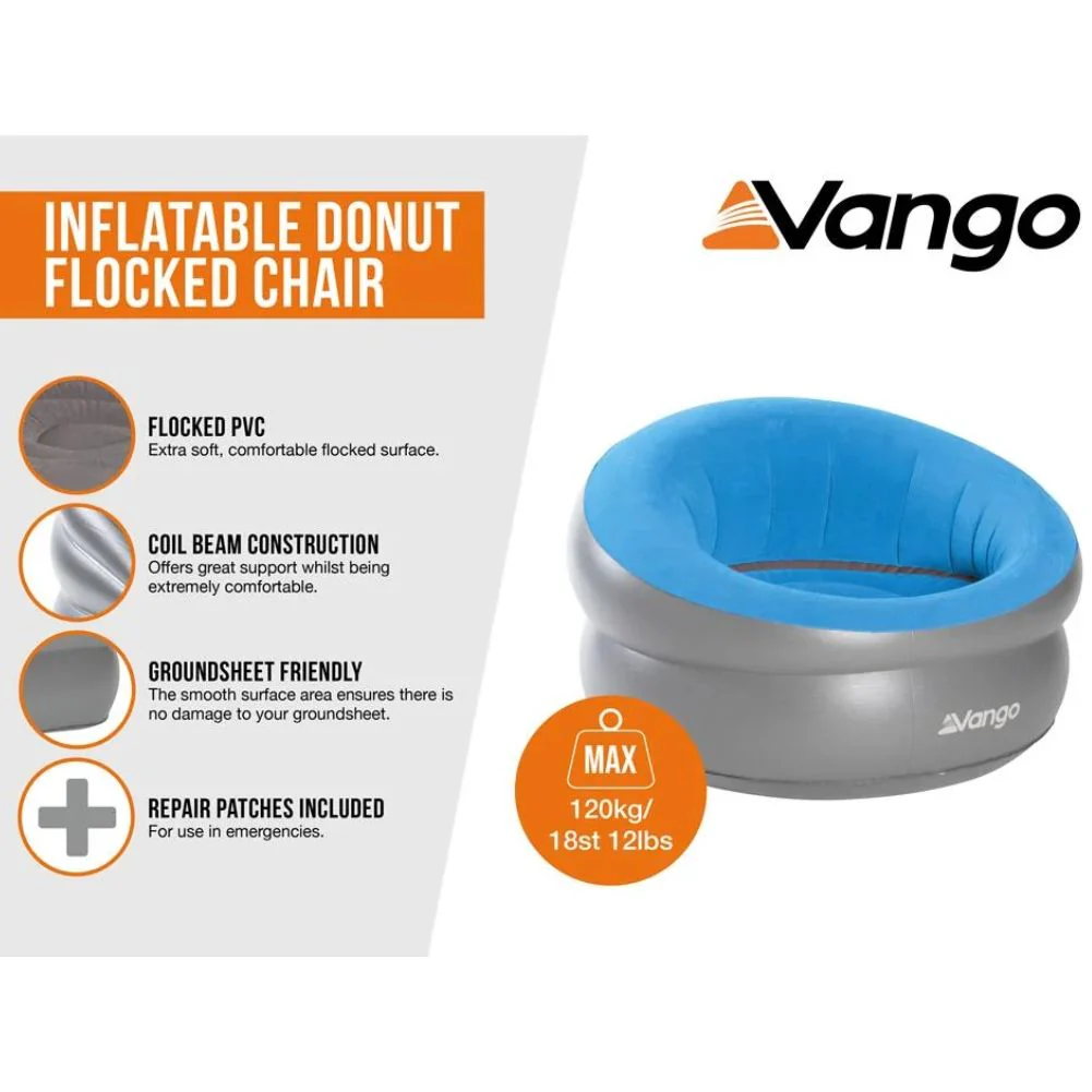 Vango Inflatable Donut Flocked Chair (Nocturne Grey) - Image 2