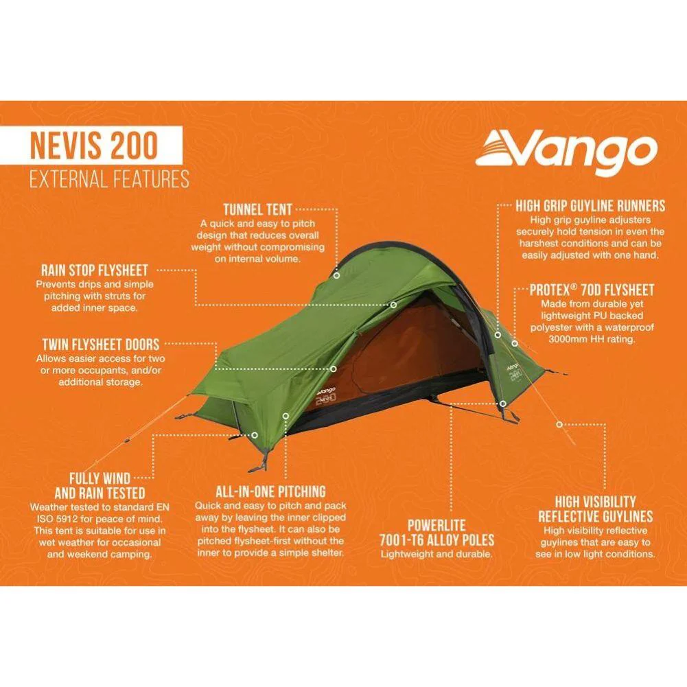 Vango Nevis 200 Tent - 2 Man Trekking Tent - Image 12