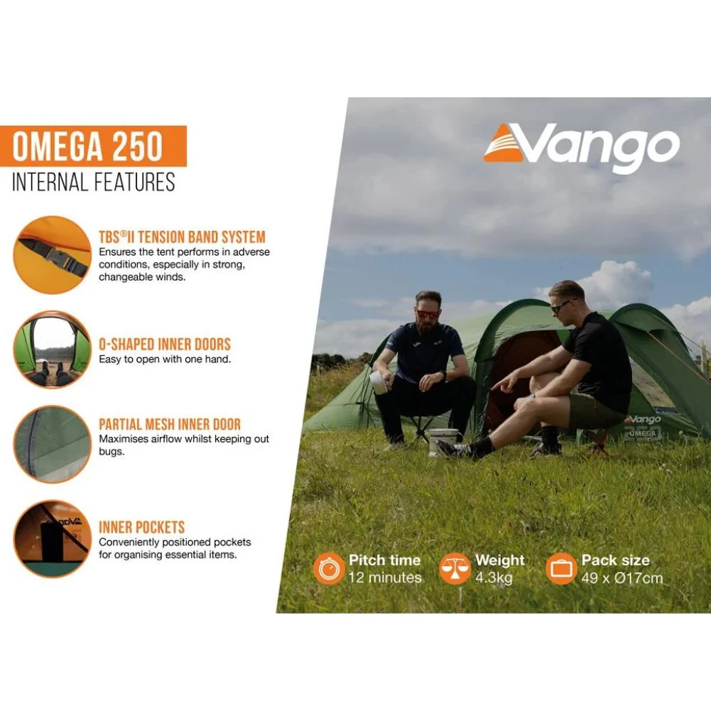 Vango Omega 250 Eco Tent - 2 Man Tunnel Tent - Image 3