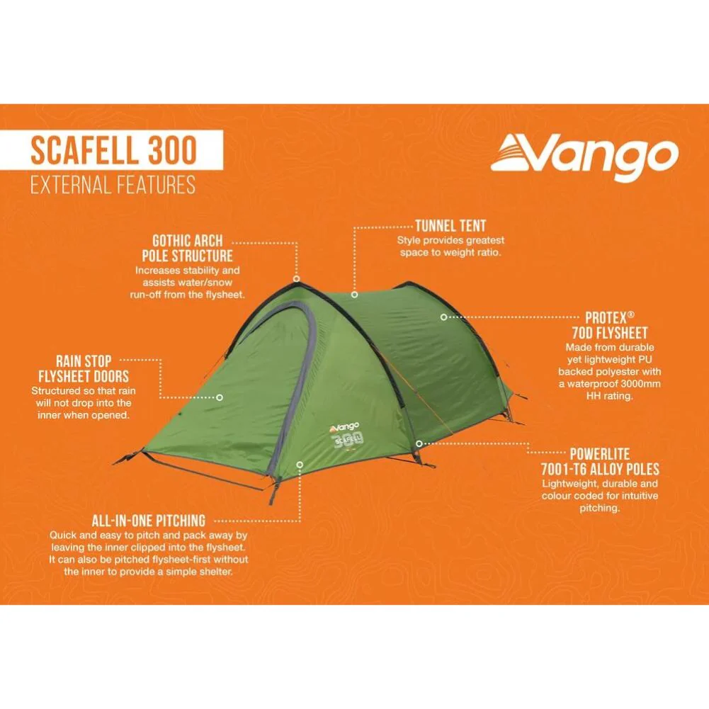 Vango Scafell 300 Tent - 3 Man Trekking Tent - Image 3
