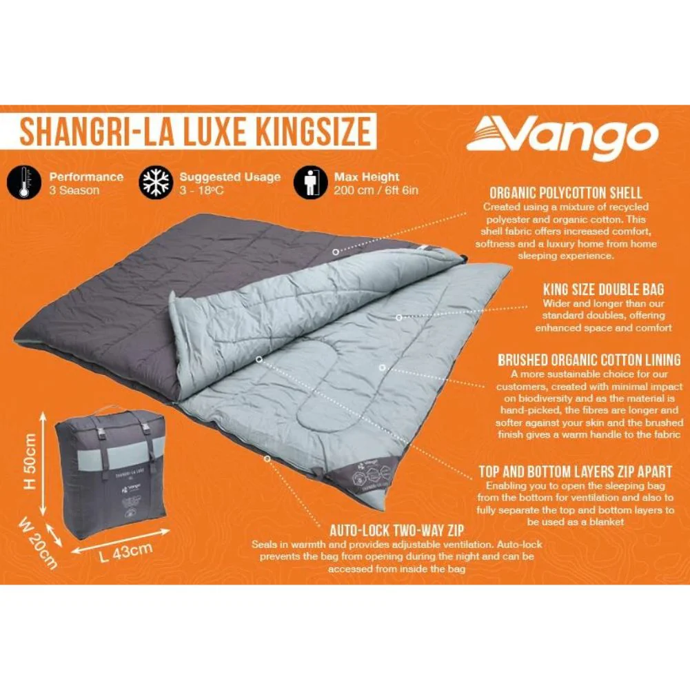 Vango Shangri-La Luxe Kingsize Sleeping Bag - Image 2