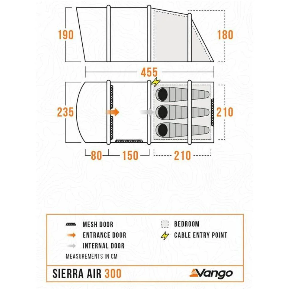 Vango Sierra Air 300 - 3 Man Airbeam Tent (Deep Blue) - Image 3