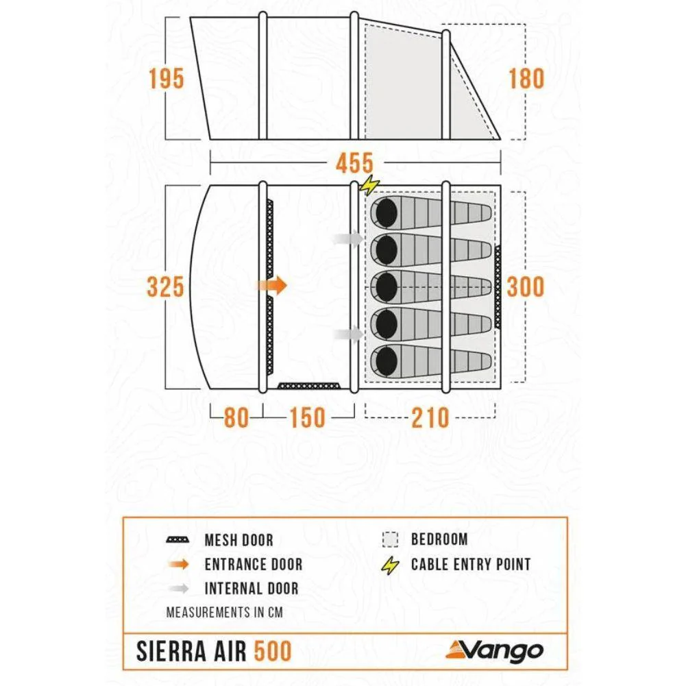 Vango Sierra Air 500 - 5-Man Airbeam Tent (Deep Blue) - Image 2