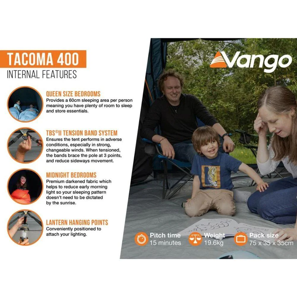 Vango Tacoma 400 Tent Package - 4-Man Tent with Footprint (Deep Blue) - Image 19